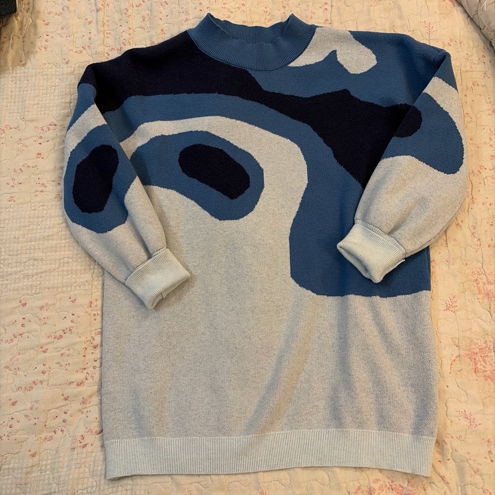 Abstract Blue and white Men's Sweater